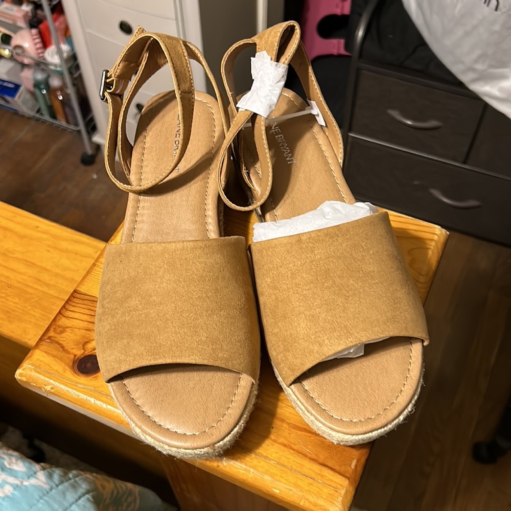 Lane Bryant Espadrille Beige Woven Women's Wedge Ankle Strap Sandals. 11W - Picture 5 of 7